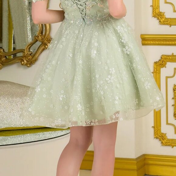 New Off The Shoulder Cocktail Dress w/ Sequins & Butterfly Embroidery GS3685 - Picture 9 of 9